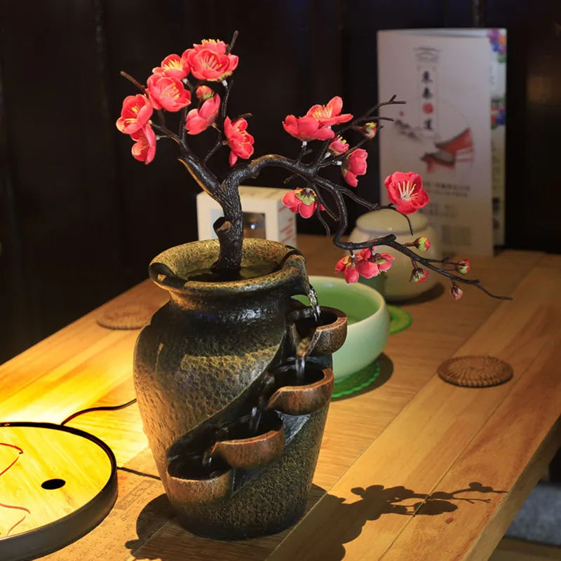 Flower Vase Desktop Waterfall Fountain
