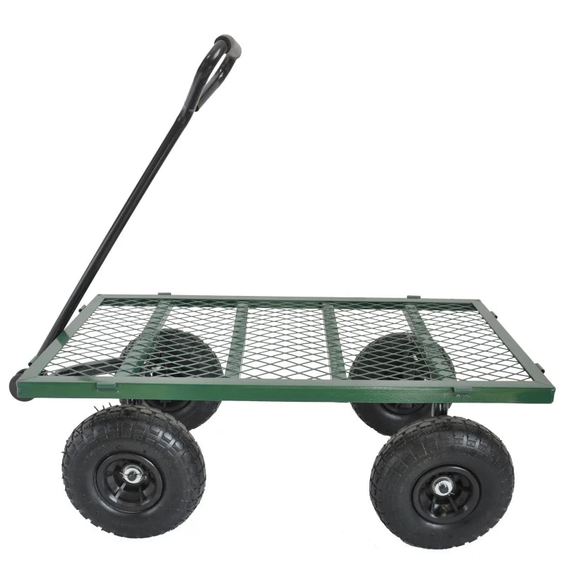 Garden Dump Cart Heavy Duty Metal Gardening Trolley,