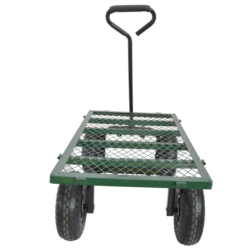 Garden Dump Cart Heavy Duty Metal Gardening Trolley,