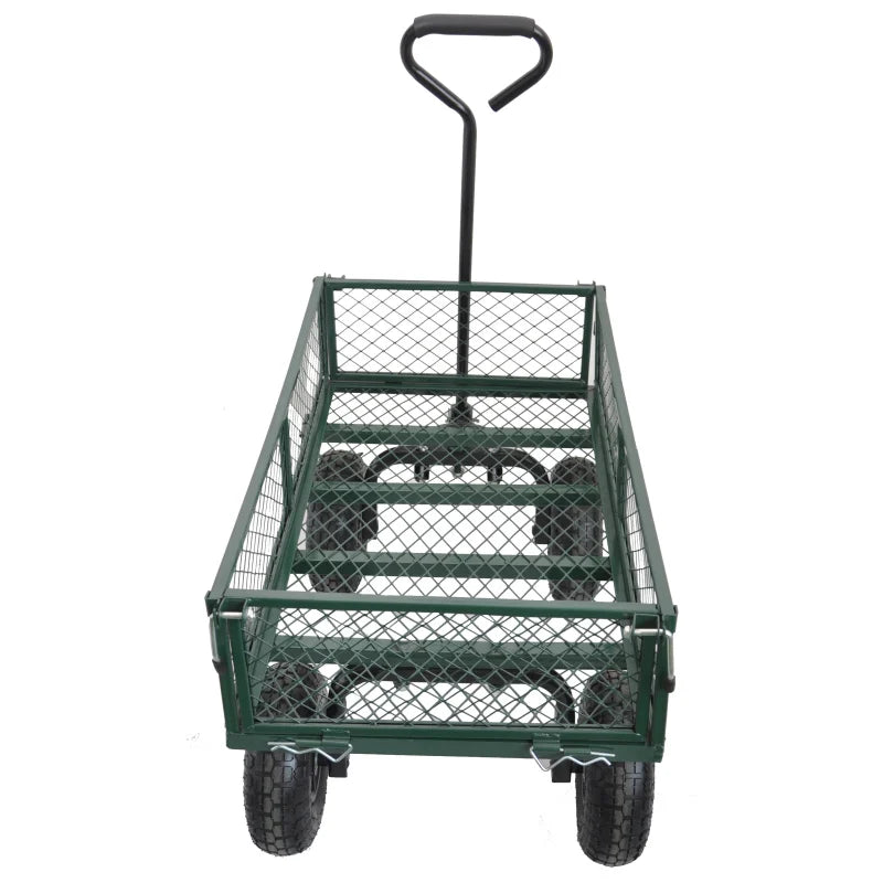 Garden Dump Cart Heavy Duty Metal Gardening Trolley,