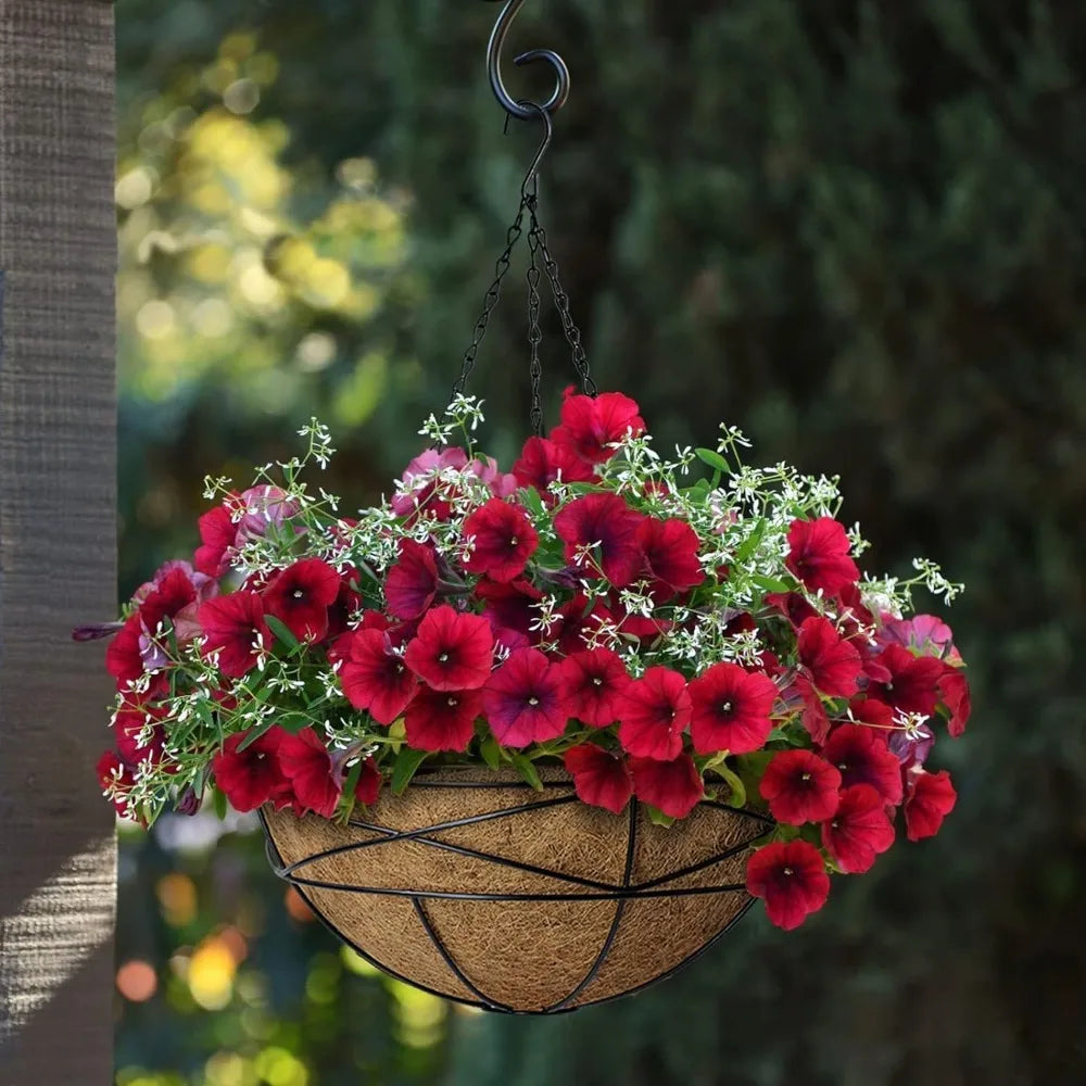 Large Wire Hanging Planters with Coco Liner. (4 Pack)