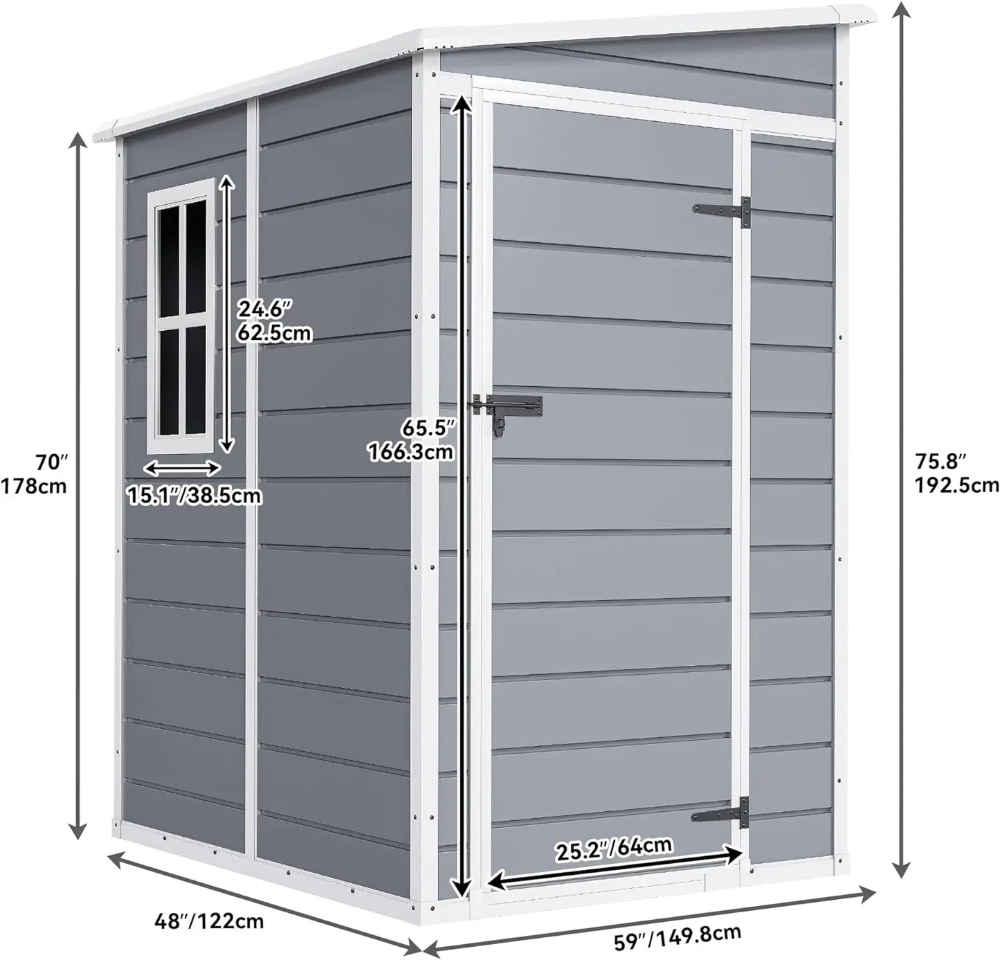 Resin Outdoor Storage Shed with Floor with Lockable Door & Window.