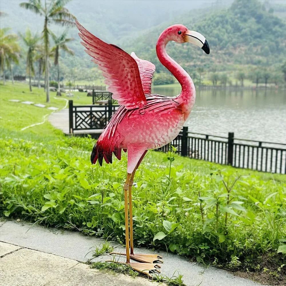 Garden Metal Flamingo Statue and Sculpture