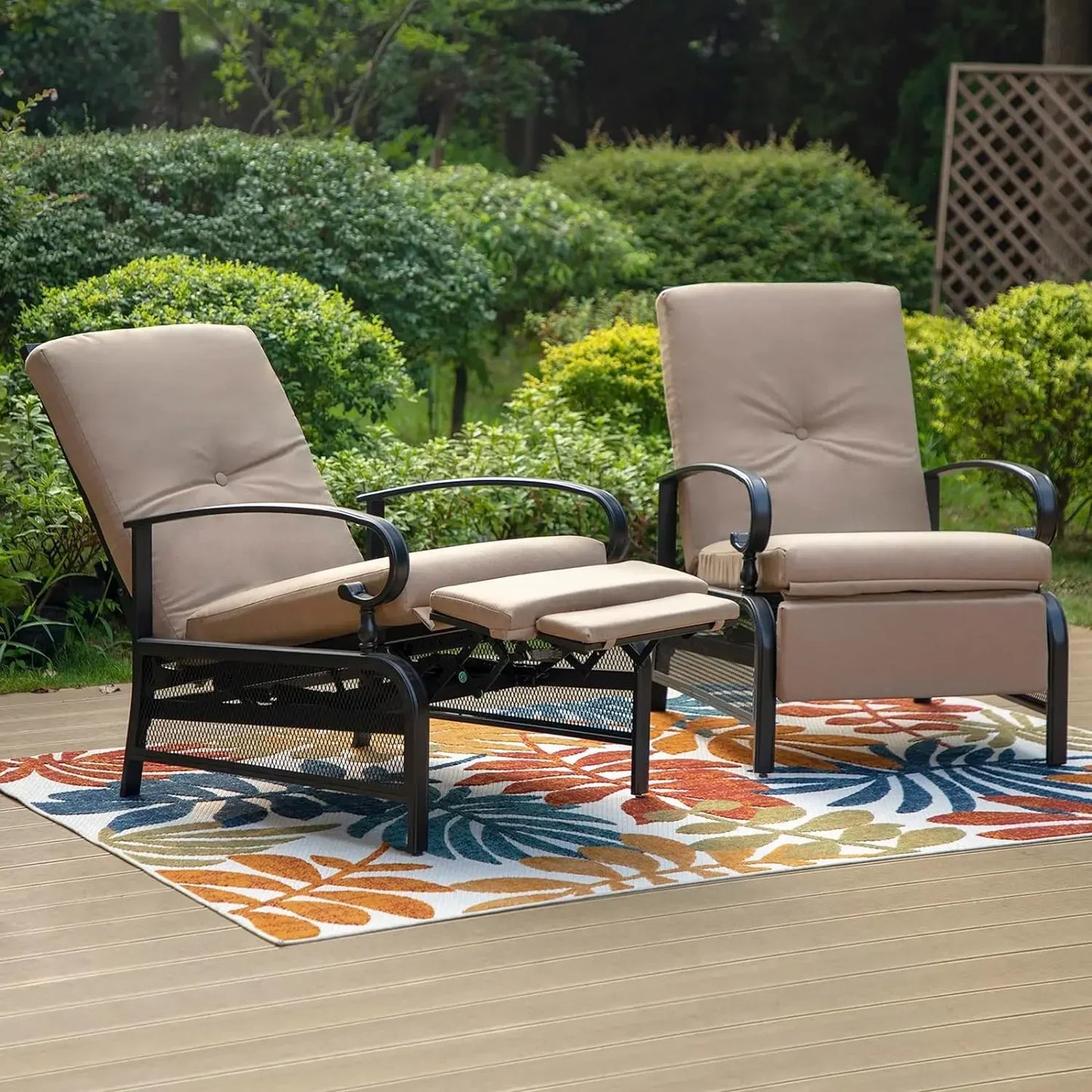 Outdoor Chaise, Oversized Patio Recliners Metal Chaise Lounge