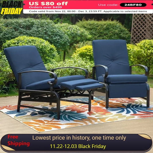 Outdoor Chaise, Oversized Patio Recliners Metal Chaise Lounge