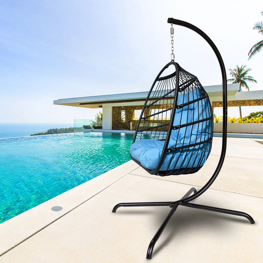 Indoor Outdoor Wicker Rattan Swing Egg Chair with Stand