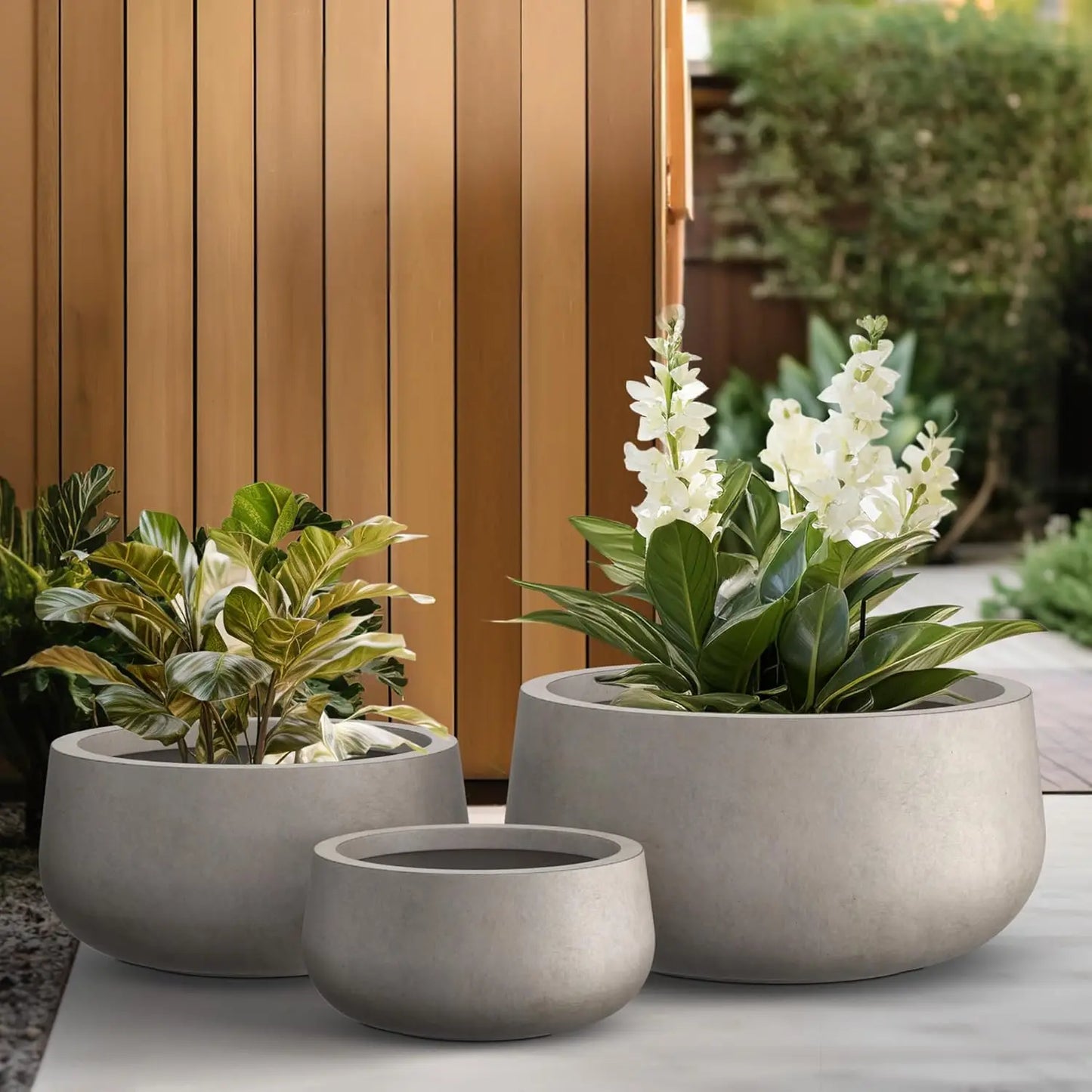 Planters Set of 3, Outdoor Indoor Garden Plant Pots with Drainage Hole