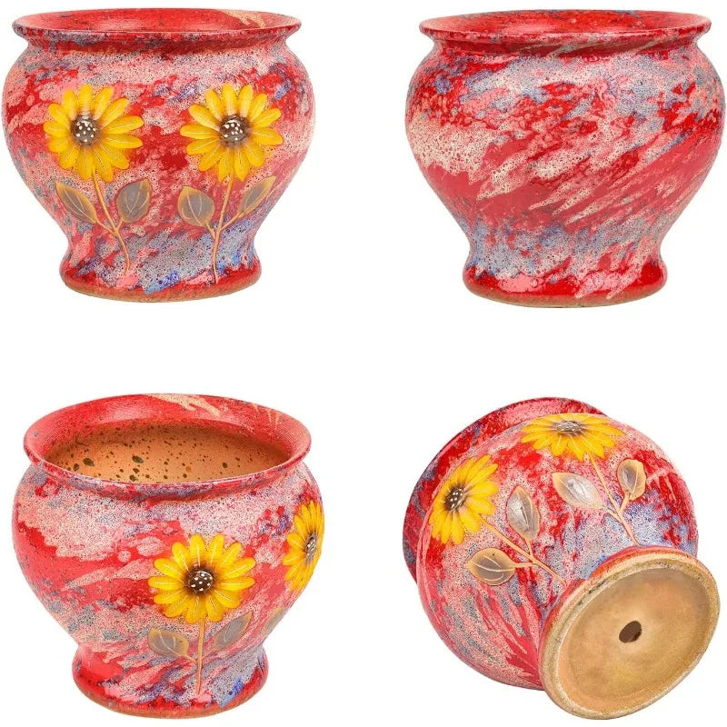 Ceramic Hand Painted Hand Glazed Flower Pot