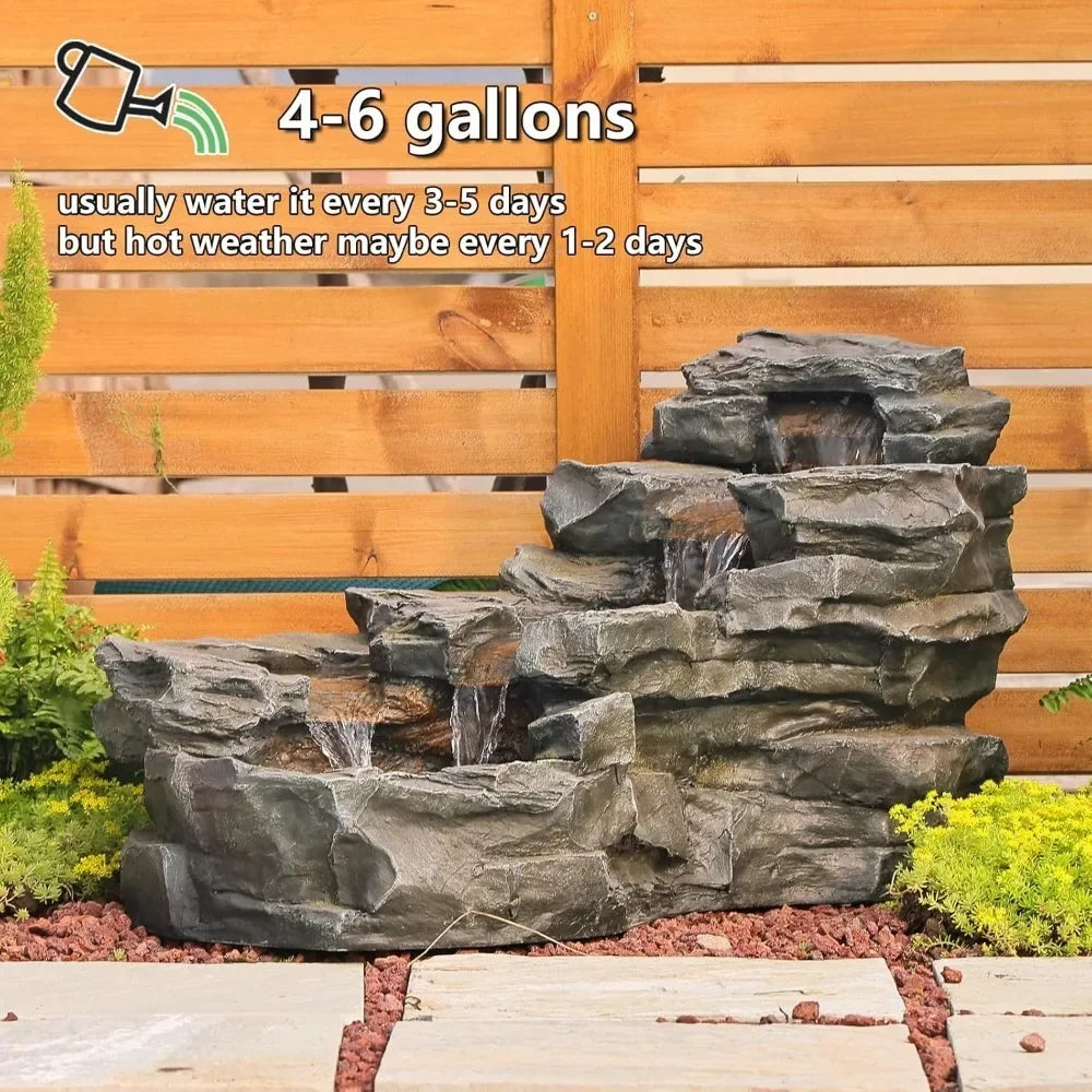 37" Rock Natural Waterfall Outdoor / Indoor Fountain with LED Lights