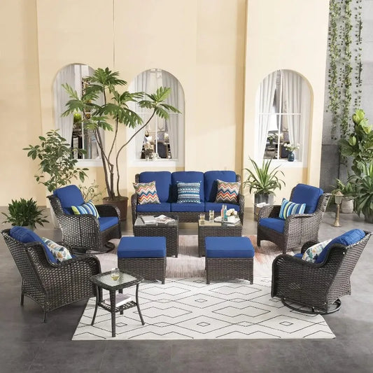 10 Piece Set Wicker Patio Furniture Set