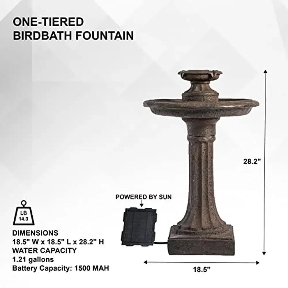 1-Tier Solar Bird Bath Water Fountain