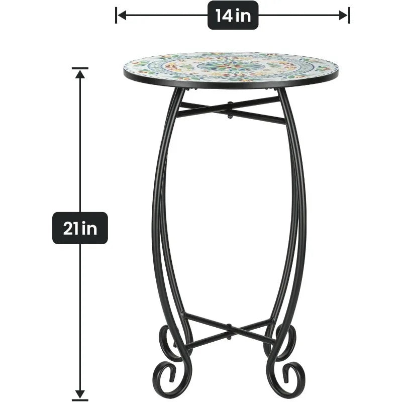 Ceramic Round Side End Table Top with Metal Base.