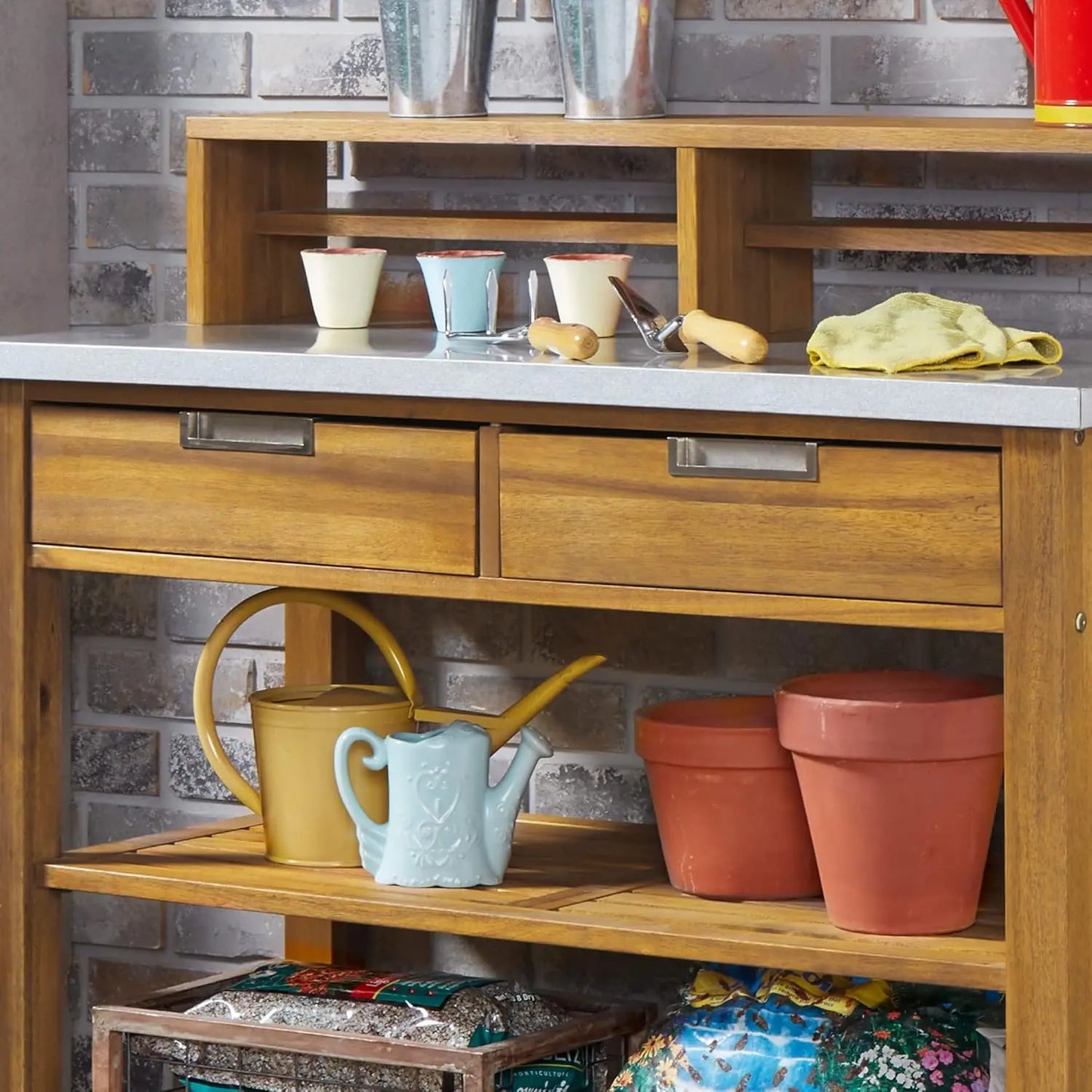 Potting Bench, with drawers and shelves