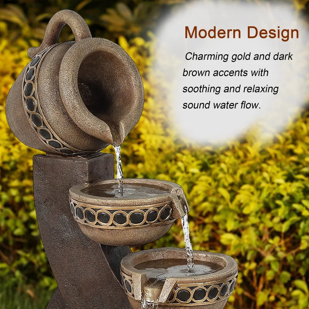 Tiered Polyresin Cascading Pitchers Outdoor Fountains and Waterfalls  (Choose from 4 styles)