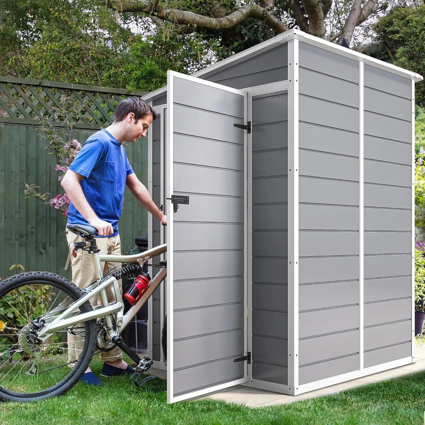 Resin Outdoor Storage Shed with Floor with Lockable Door & Window.