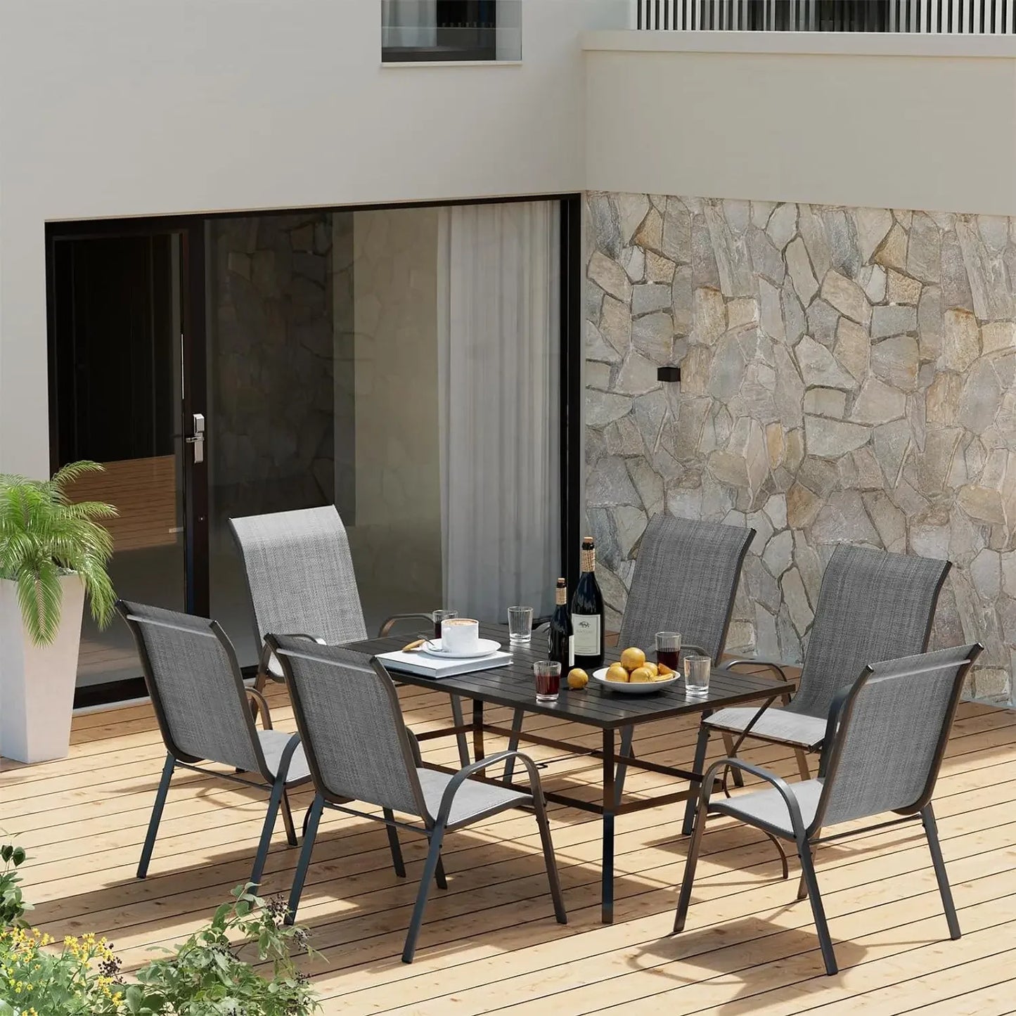 Indoor/Outdoor Set of 4 High Stacking Dining Chairs