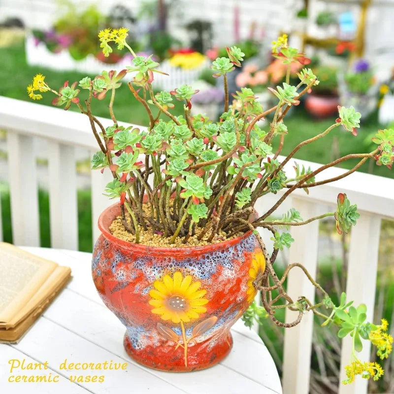 Ceramic Hand Painted Hand Glazed Flower Pot