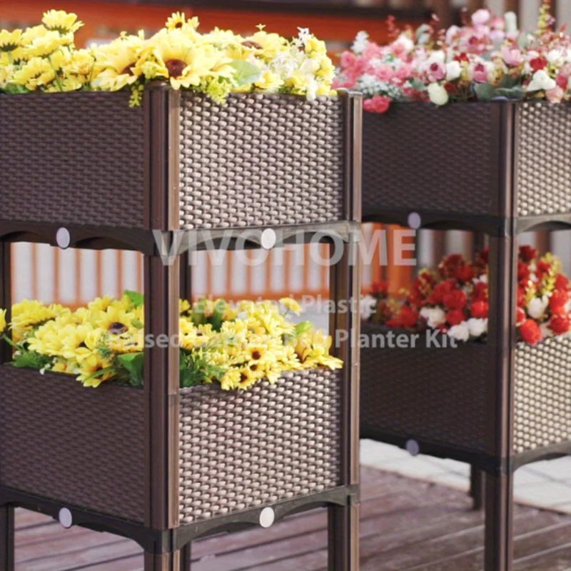 4pcs Elevated Raised Garden Bed Patio Porch Planter