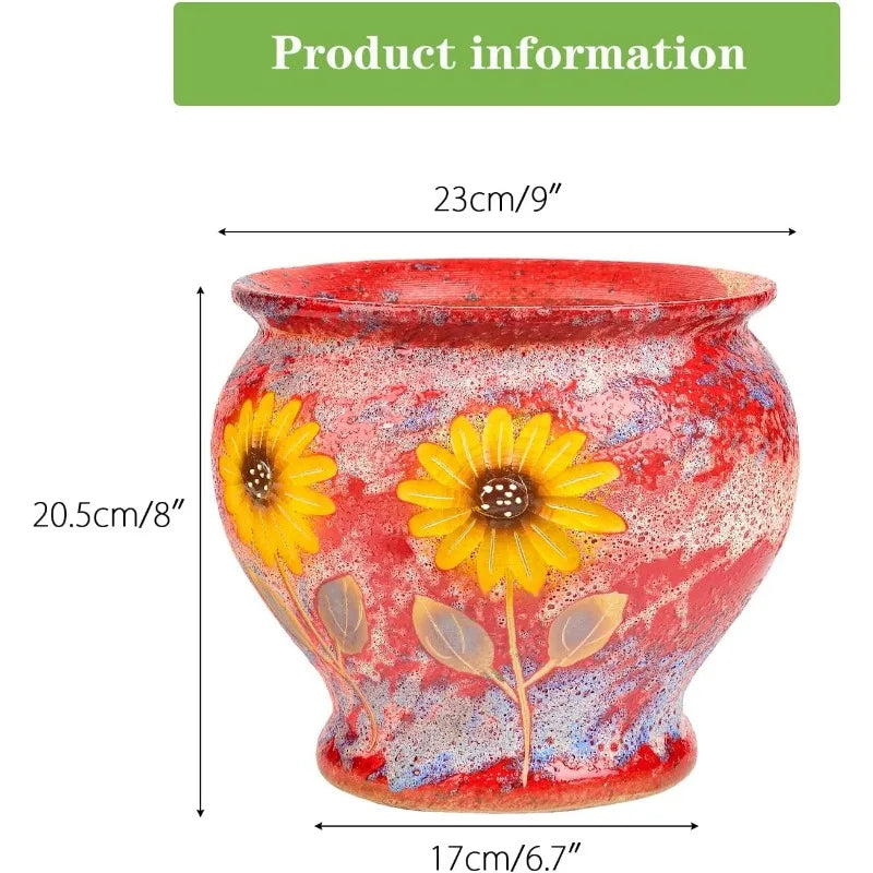 Ceramic Hand Painted Hand Glazed Flower Pot