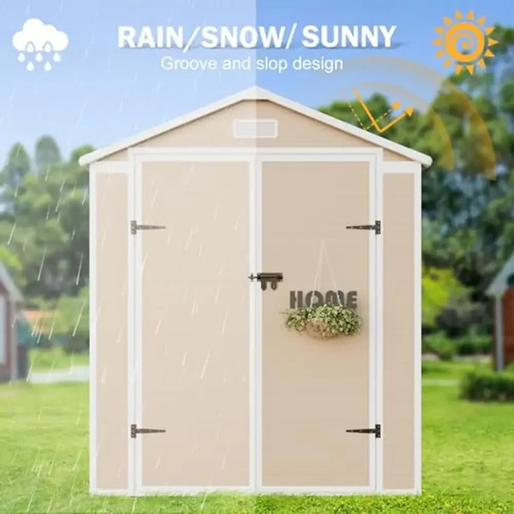 6x3 FT Waterproof Storage Shed, Double Lockable Doors, Window,  2 Vents