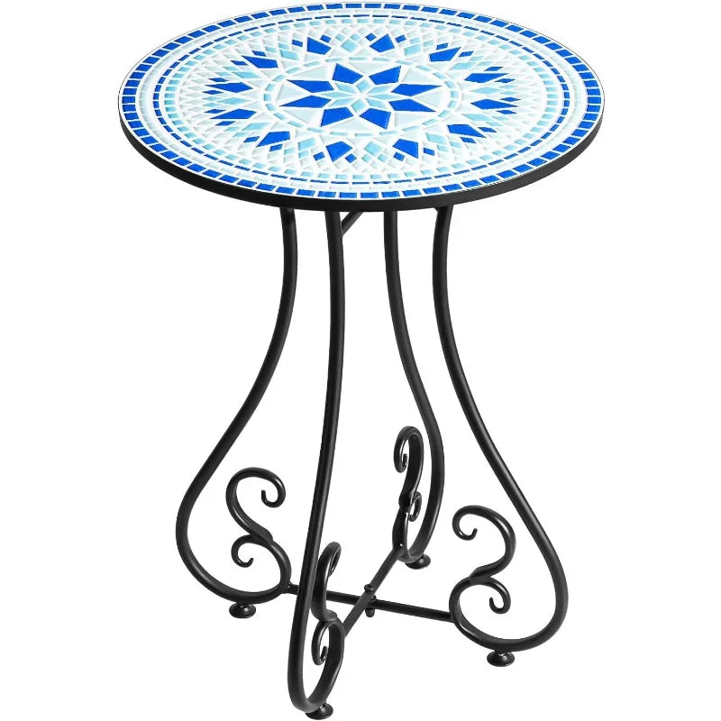 Ceramic Round Side End Table Top with Metal Base.