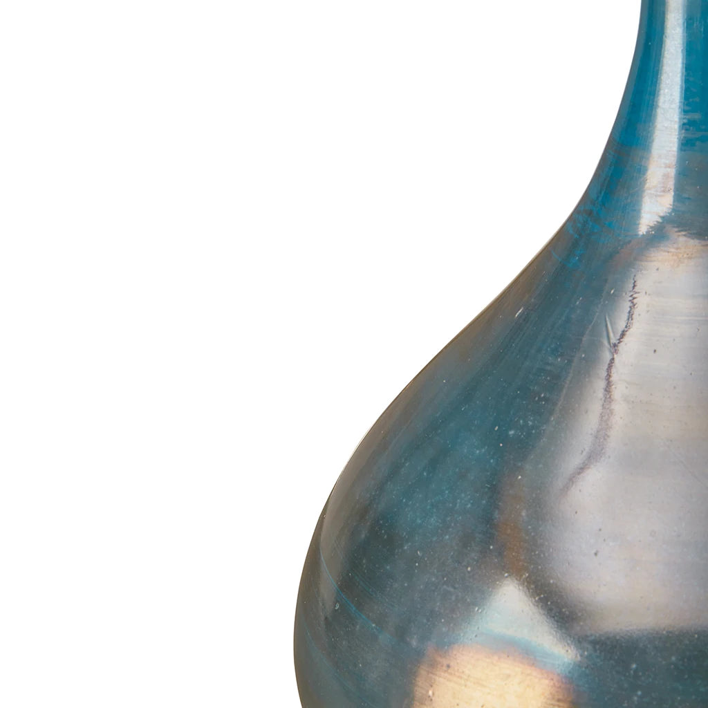 Blue and Bronze Tone Decorative Glass Vases 3-piece set