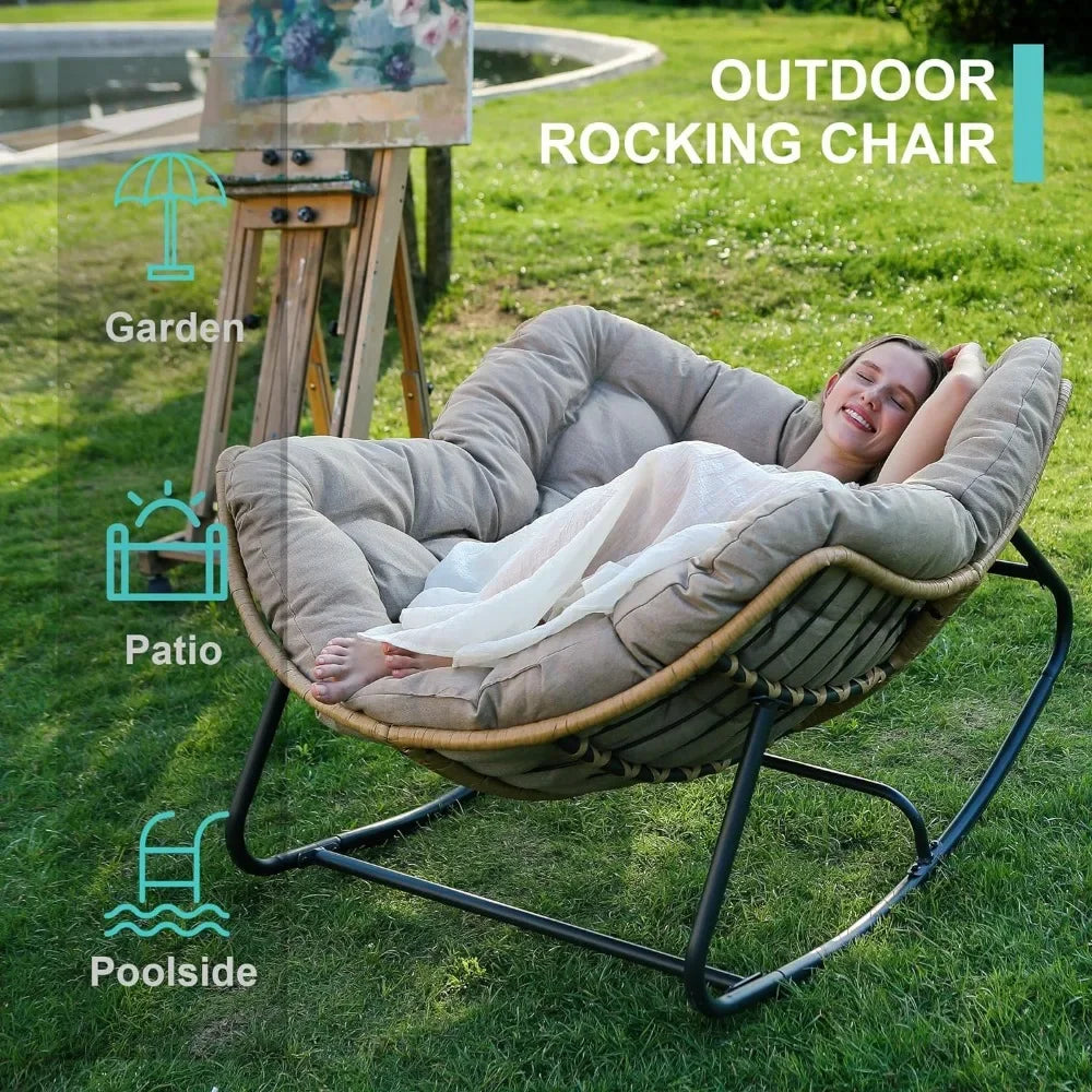 Rocking Rattan Wicker Lounge Chair