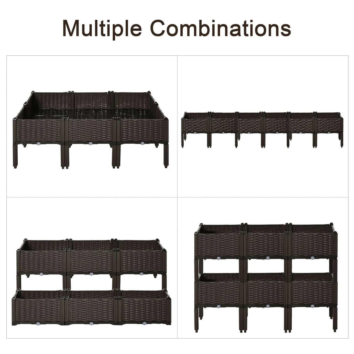 6 Piece Planter Box Raised Garden Bed Kit with Drainage Holes for Outdoor Flowers, Vegetables