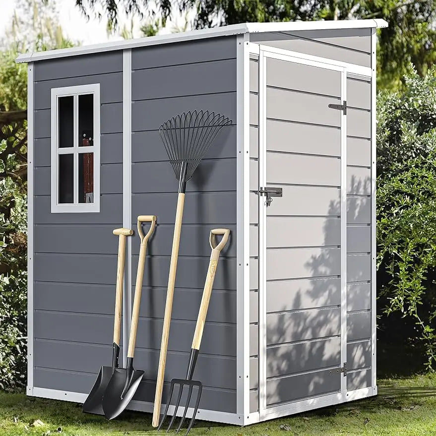 Resin Outdoor Storage Shed with Floor with Lockable Door & Window.