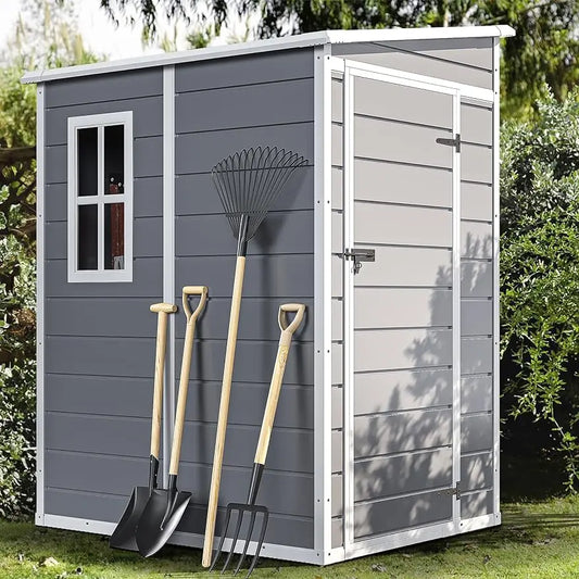 Resin Outdoor Storage Shed with Floor with Lockable Door & Window.