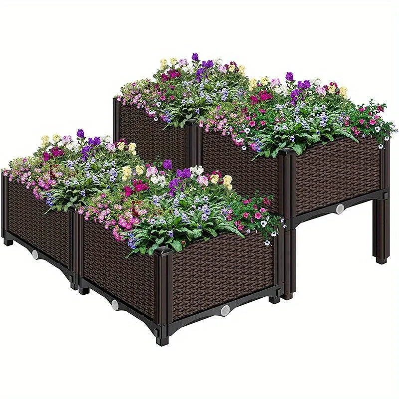 4pcs Elevated Raised Garden Bed Patio Porch Planter