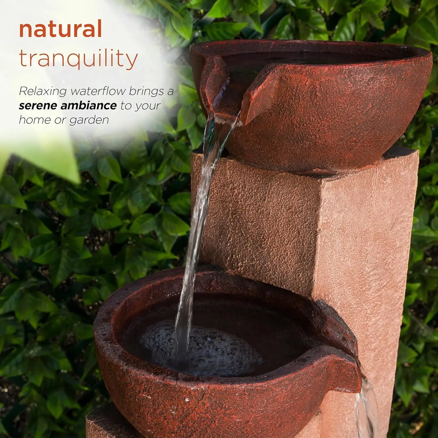 Rustic Pots Water Fountain for Garden, 35"