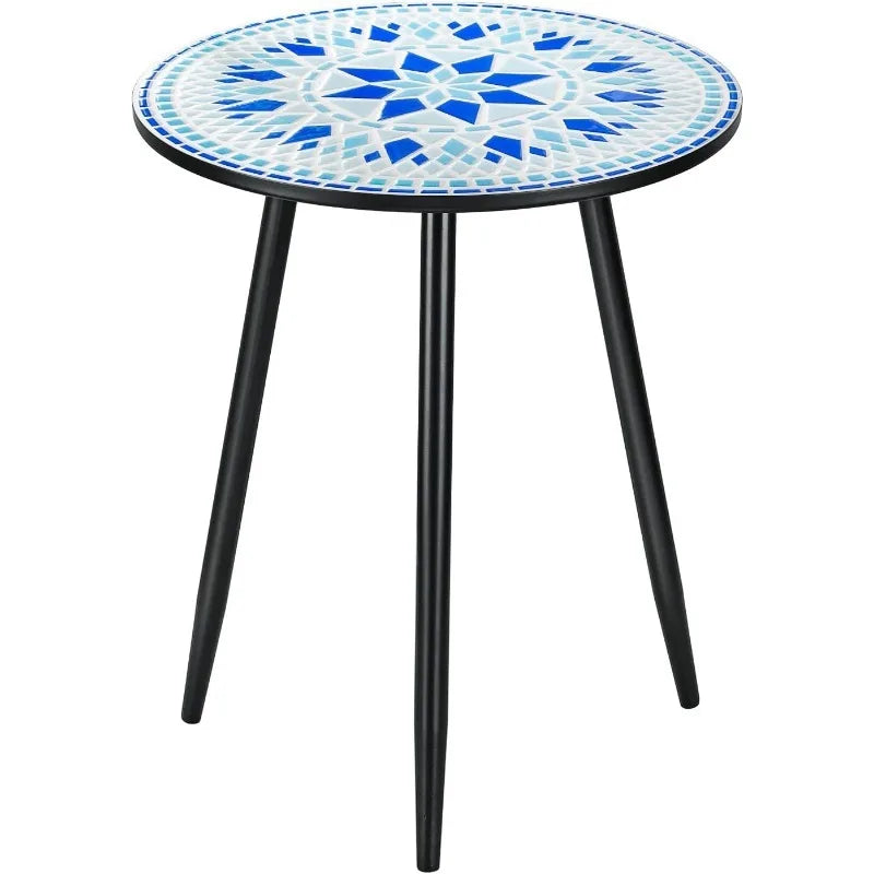 Ceramic Round Side End Table Top with Metal Base.