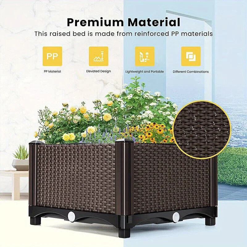 4pcs Elevated Raised Garden Bed Patio Porch Planter