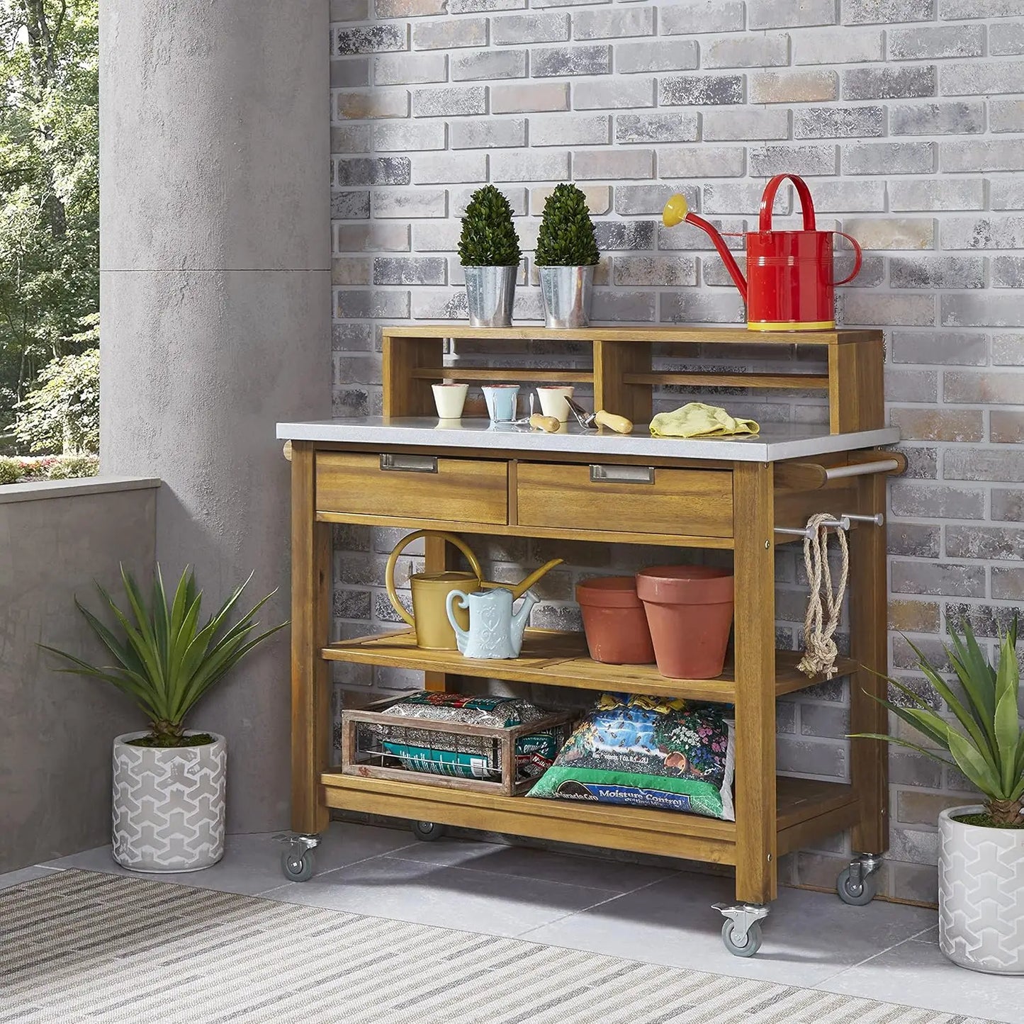 Potting Bench, with drawers and shelves