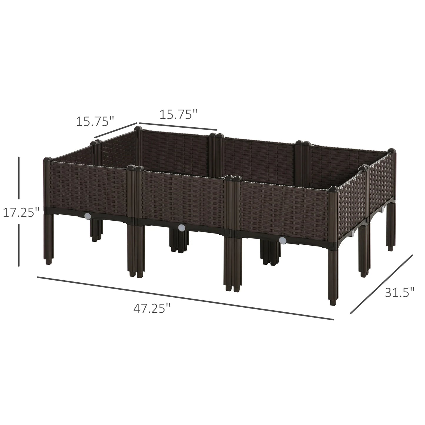 6 Piece Planter Box Raised Garden Bed Kit with Drainage Holes for Outdoor Flowers, Vegetables