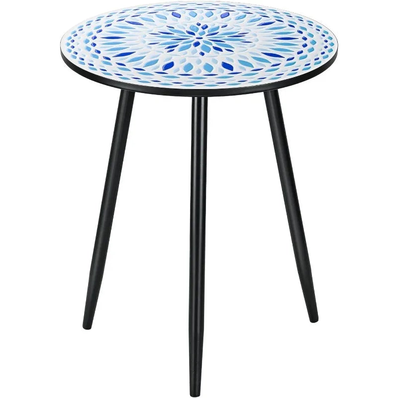 Ceramic Round Side End Table Top with Metal Base.