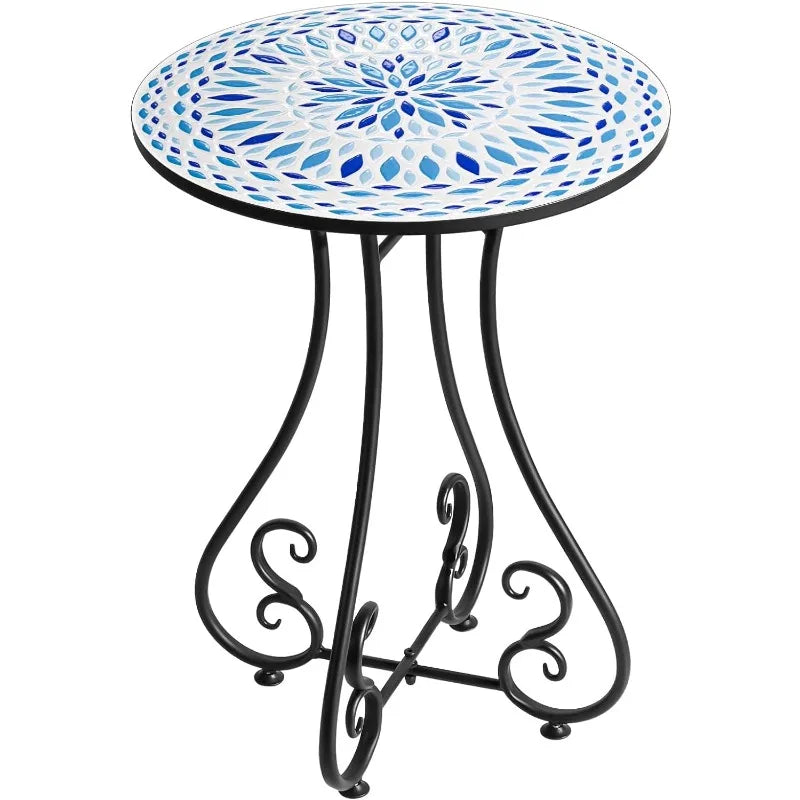 Ceramic Round Side End Table Top with Metal Base.