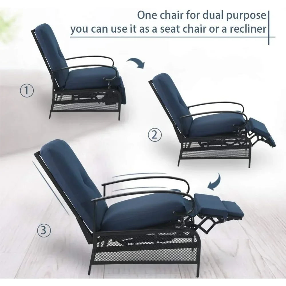 Outdoor Chaise, Oversized Patio Recliners Metal Chaise Lounge