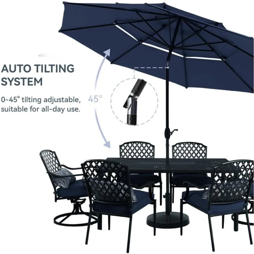 10ft Outdoor Table Umbrella, Auto-Tilt  with Crank,