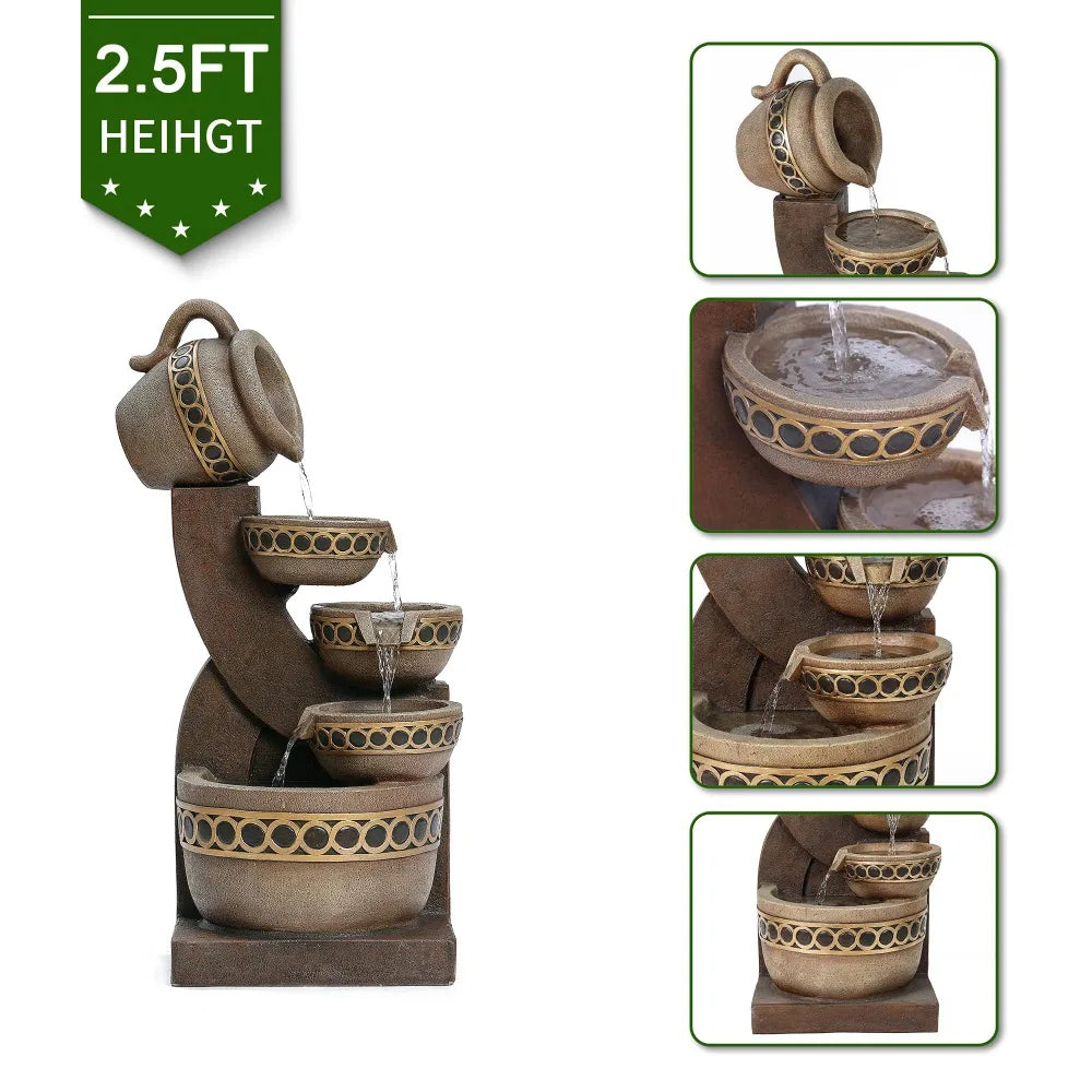 Tiered Polyresin Cascading Pitchers Outdoor Fountains and Waterfalls  (Choose from 4 styles)