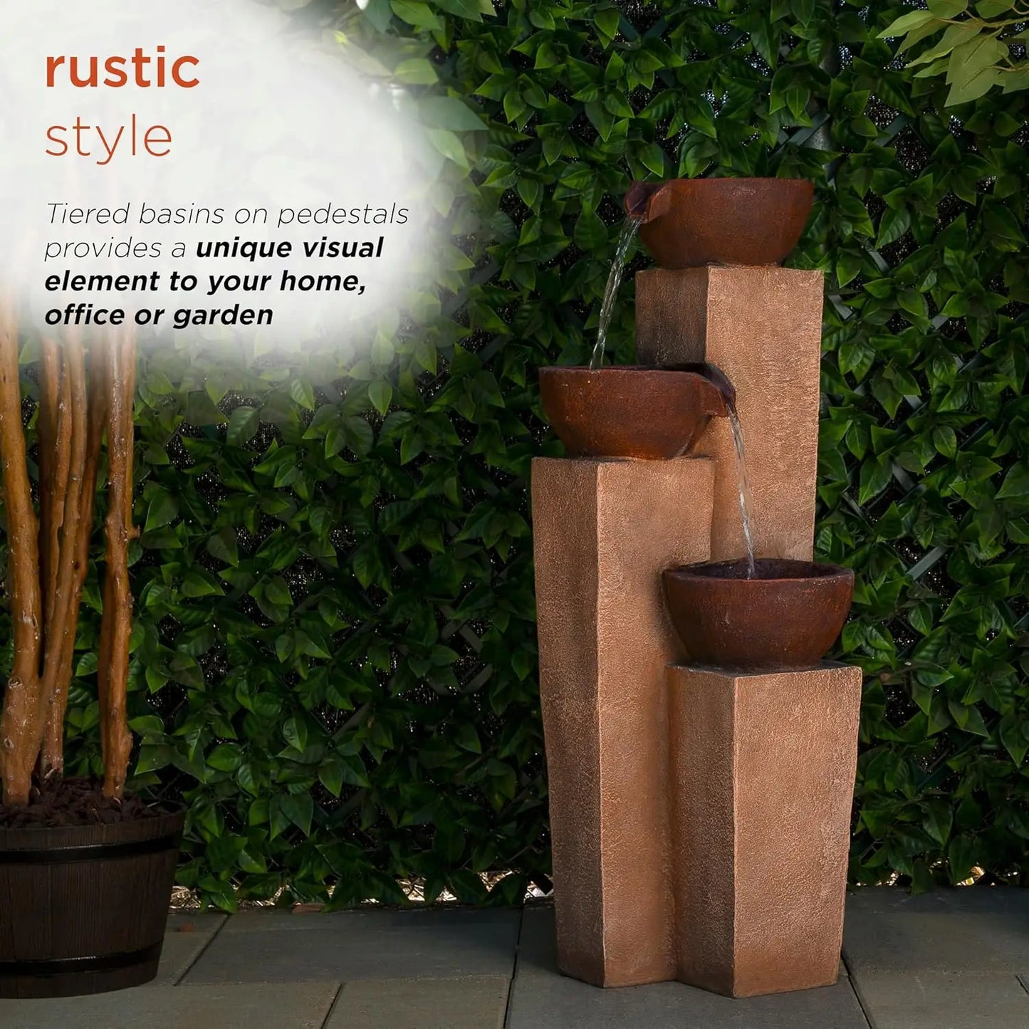 Rustic Pots Water Fountain for Garden, 35"