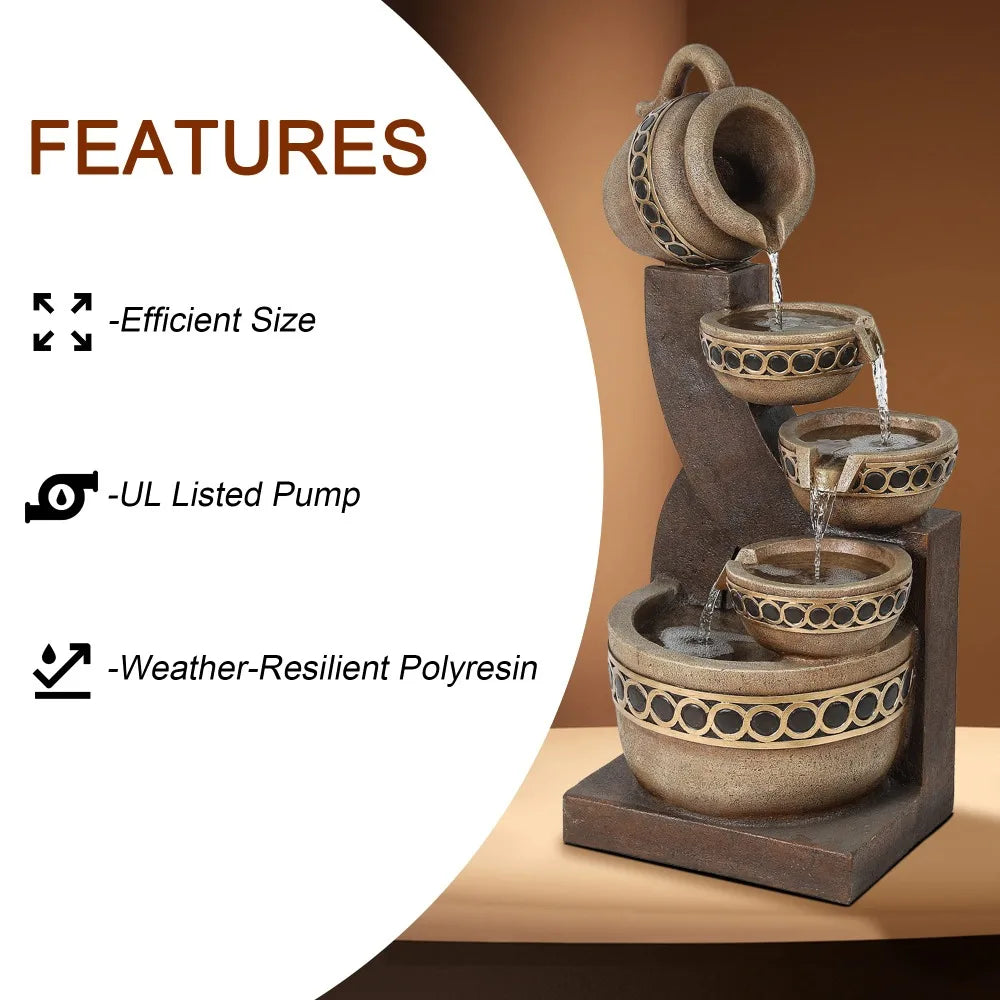 Tiered Polyresin Cascading Pitchers Outdoor Fountains and Waterfalls  (Choose from 4 styles)